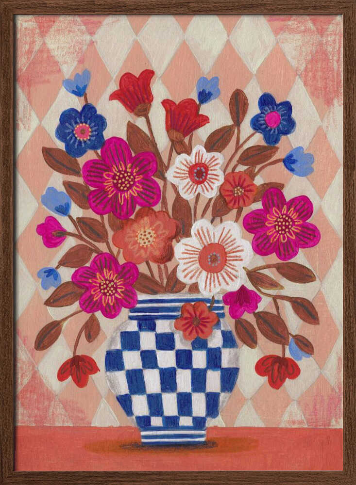 Vase Flowers Brights & Blues - XL Poster