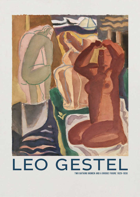 Two Bathing Women and a Bridge Figure - XL Poster