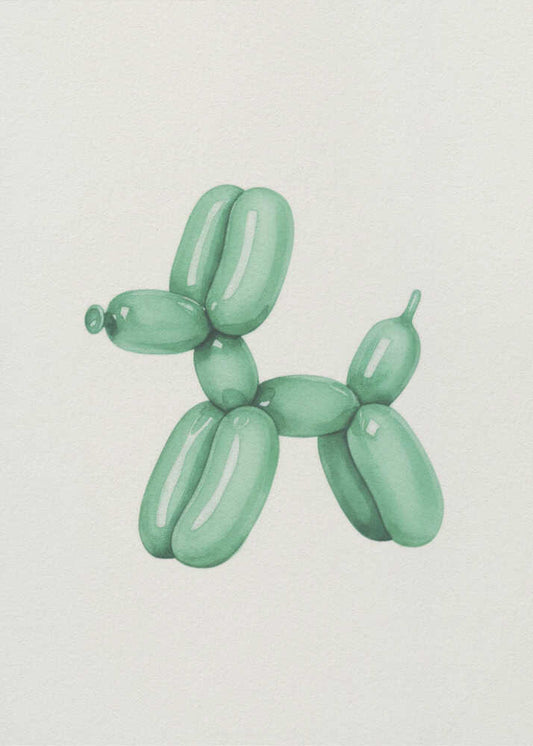 Playful Green Balloon Dog - XL Poster