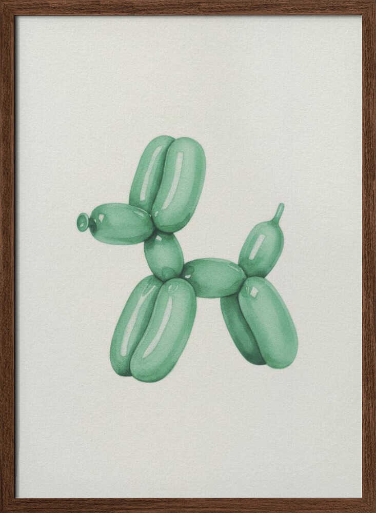 Playful Green Balloon Dog - XL Poster