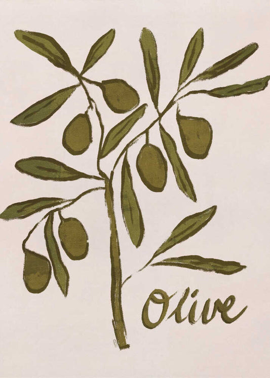 Olive Branch Minimalist Painting - XL Poster