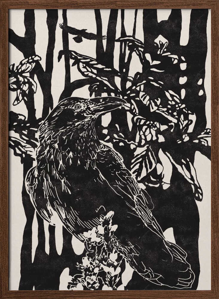 Raven in Dark Woods - XL Poster