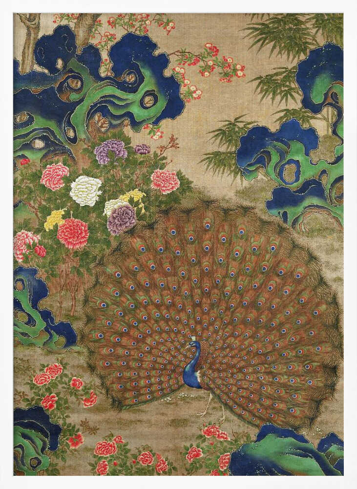 Chinese Peacock and Flowers (17th Century) - XL Poster