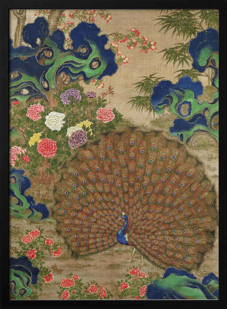 Chinese Peacock and Flowers (17th Century) - XL Poster