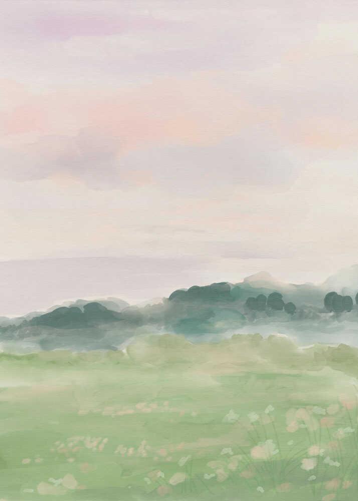 Misty Morning Fields - XL Poster