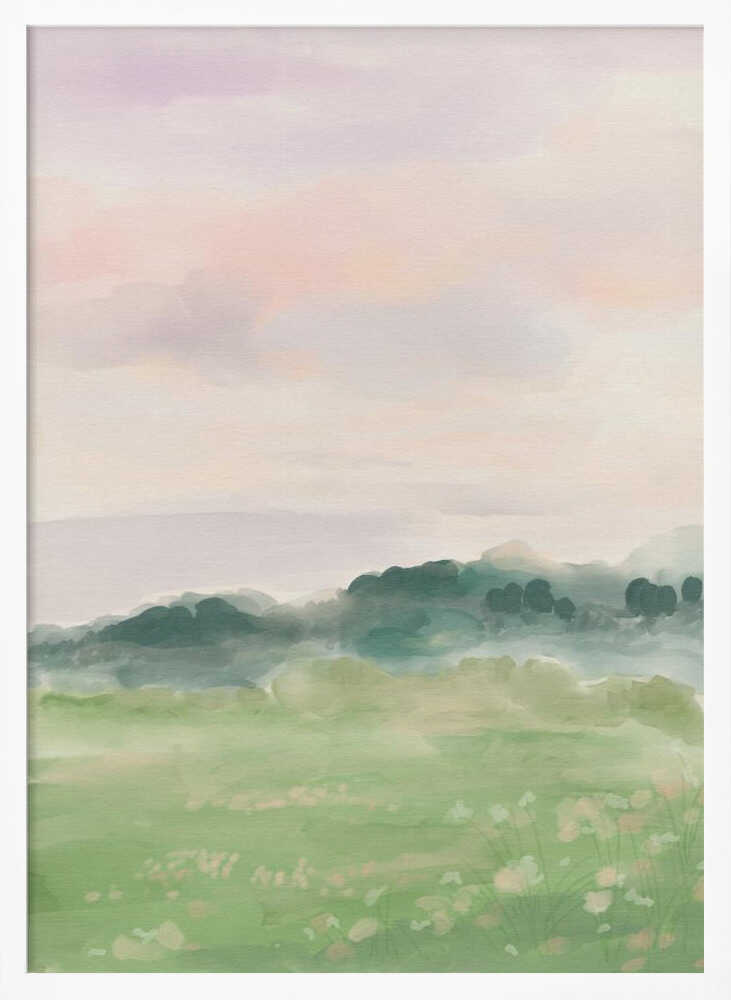 Misty Morning Fields - XL Poster