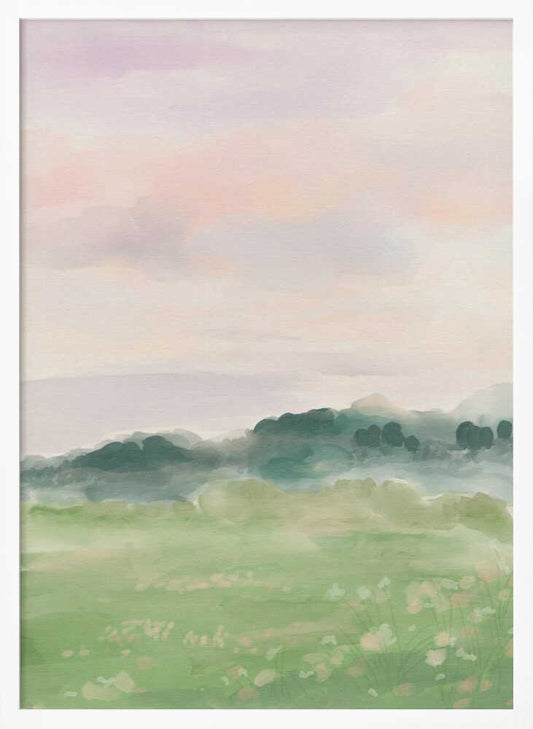 Misty Morning Fields - XL Poster
