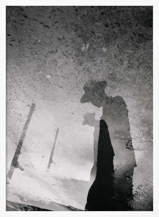 Lone Figure Puddle - XL Poster