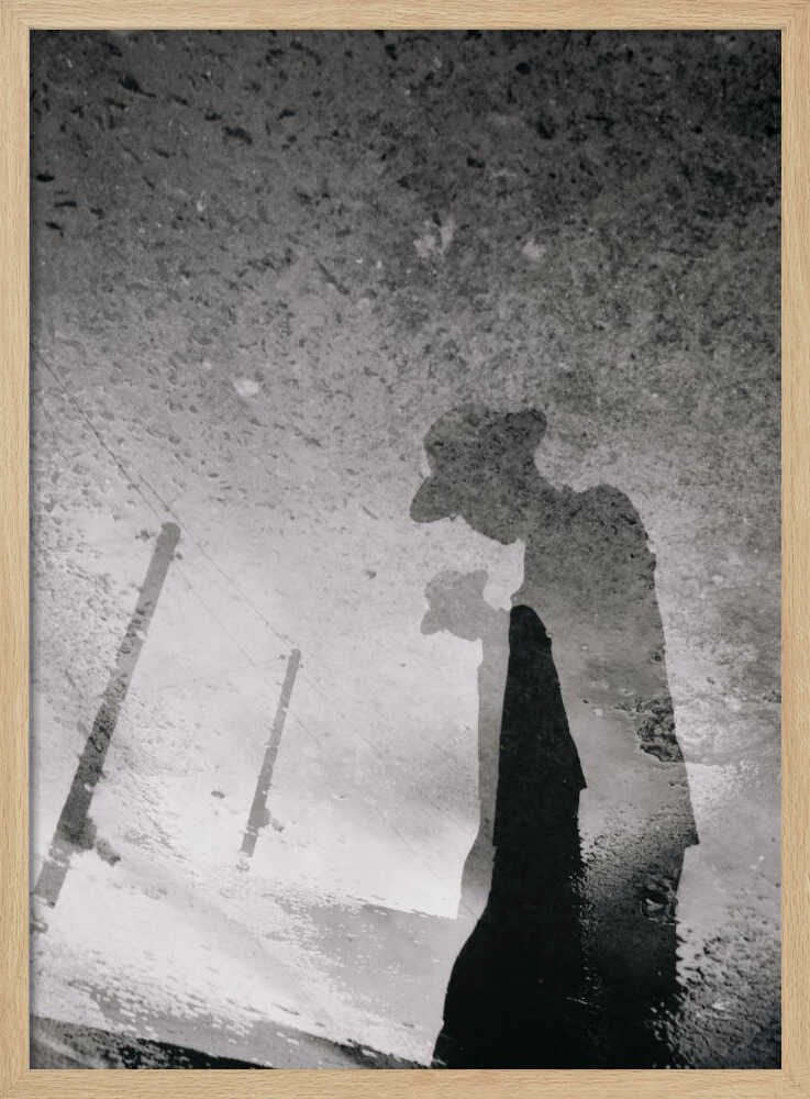 Lone Figure Puddle - XL Poster