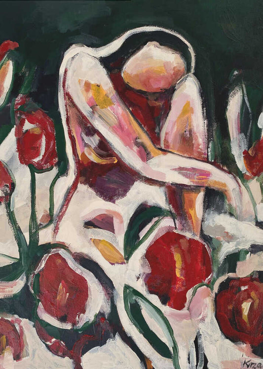 Woman Among Red Flowers - XL Poster