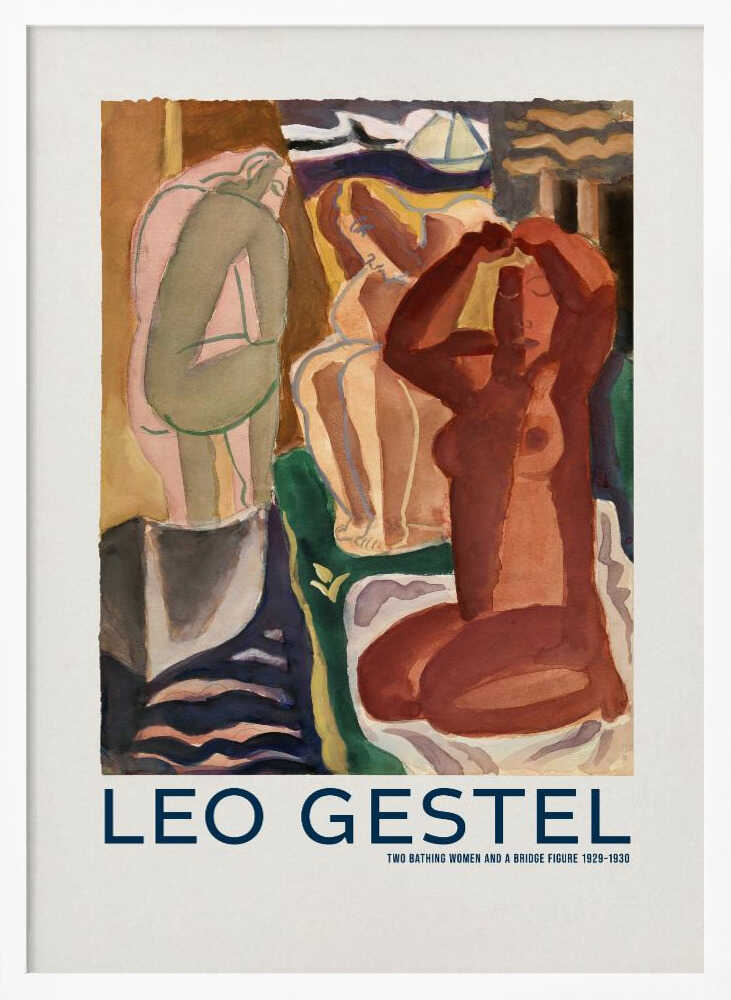Two Bathing Women and a Bridge Figure - XL Poster