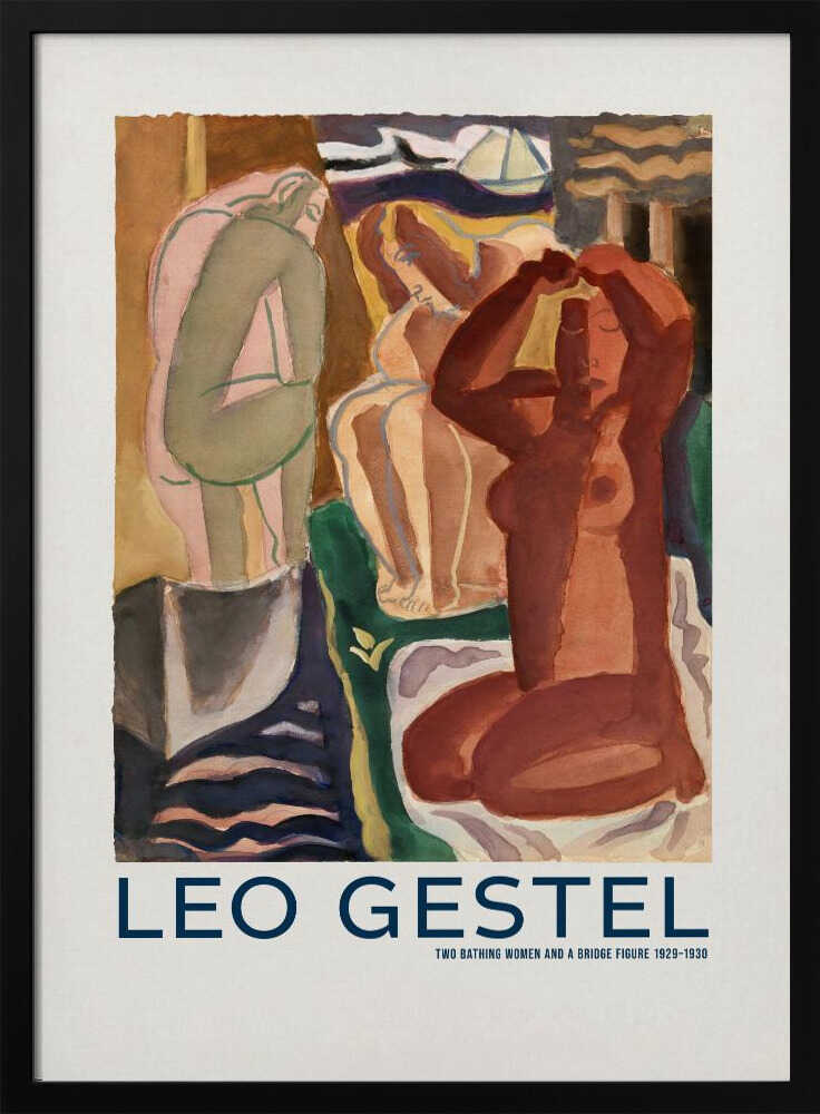 Two Bathing Women and a Bridge Figure - XL Poster