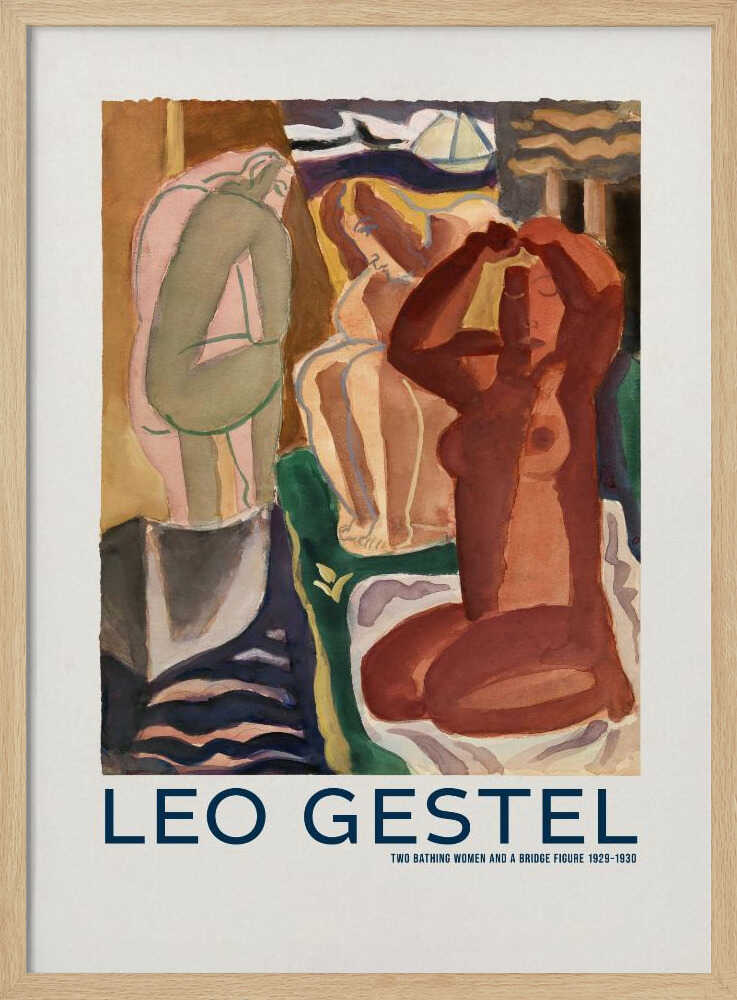 Two Bathing Women and a Bridge Figure - XL Poster