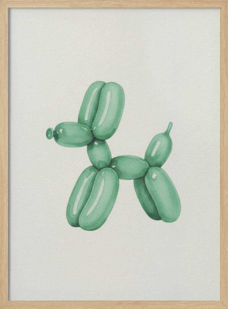 Playful Green Balloon Dog - XL Poster