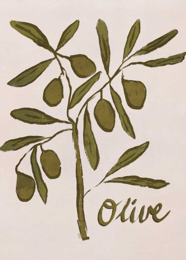 Olive Branch Minimalist Painting - XL Poster