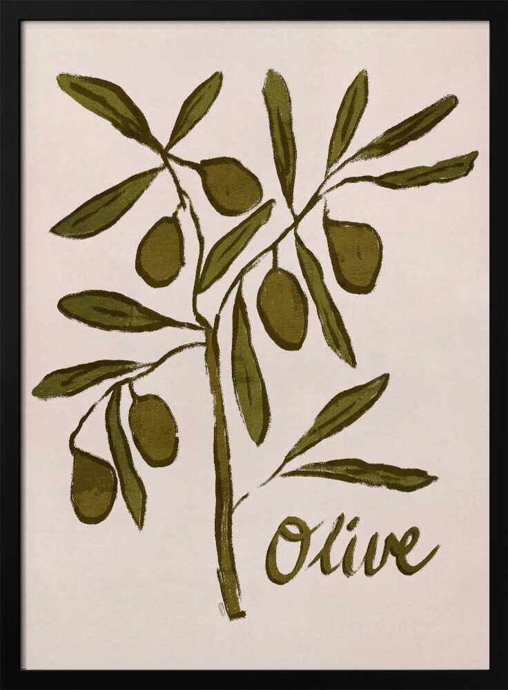 Olive Branch Minimalist Painting - XL Poster