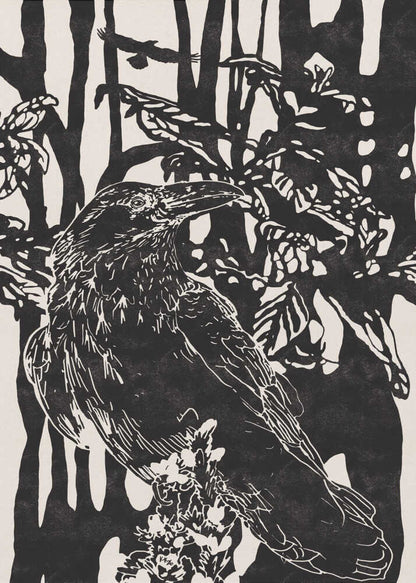 Raven in Dark Woods - XL Poster