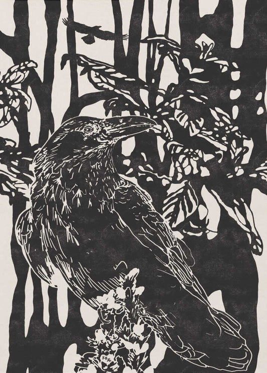 Raven in Dark Woods - XL Poster