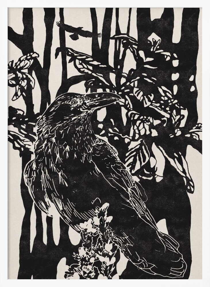 Raven in Dark Woods - XL Poster