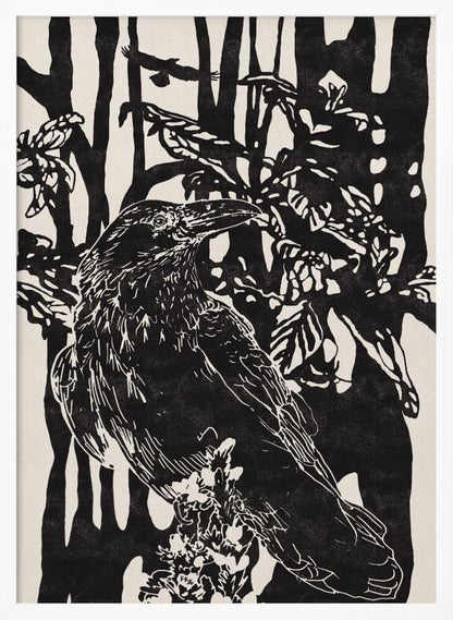 Raven in Dark Woods - XL Poster
