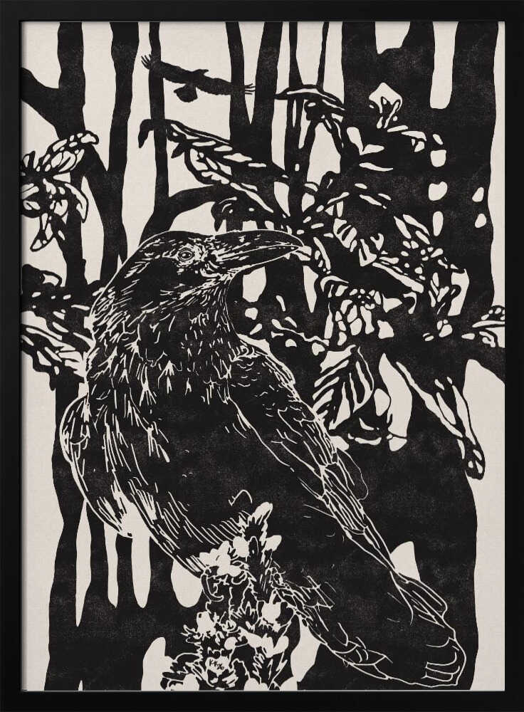 Raven in Dark Woods - XL Poster