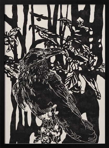 Raven in Dark Woods - XL Poster