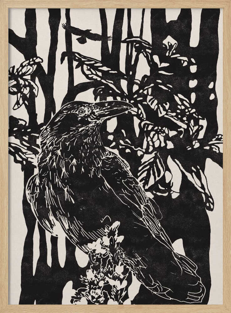 Raven in Dark Woods - XL Poster