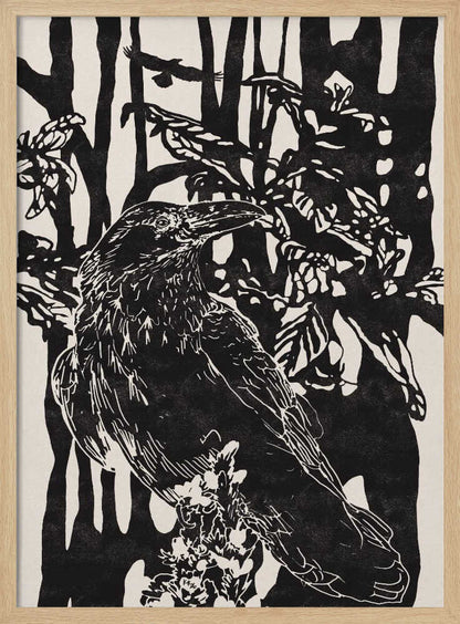 Raven in Dark Woods - XL Poster
