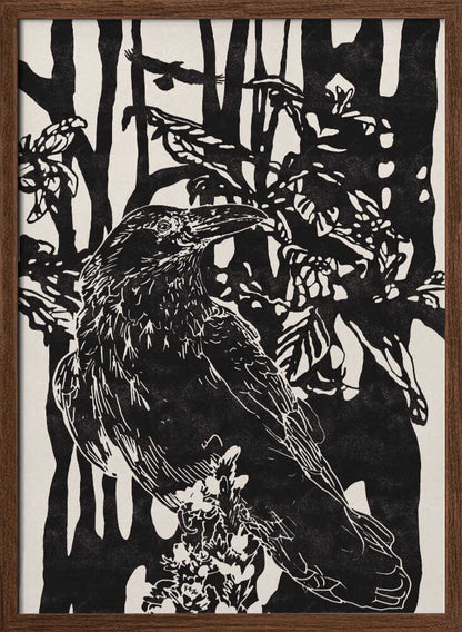 Raven in Dark Woods - XL Poster