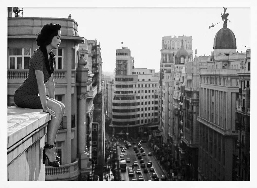 Elegant Woman City Rooftop - XL Poster