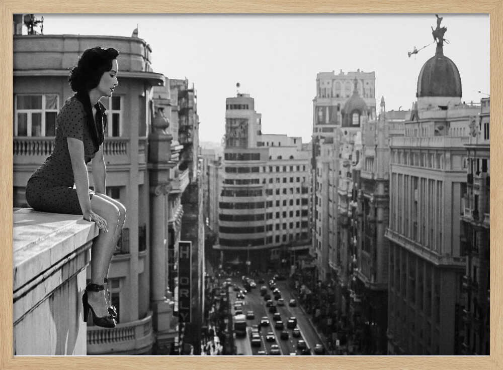 Elegant Woman City Rooftop - XL Poster
