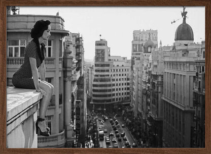 Elegant Woman City Rooftop - XL Poster
