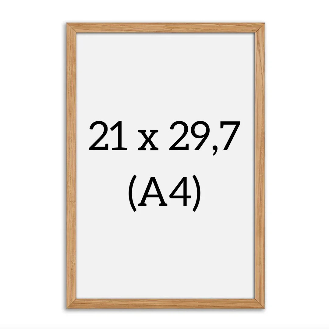 Egetræsramme i A4 fra HelloPoster – elegant ramme i massiv eg, perfekt til små prints og billeder.