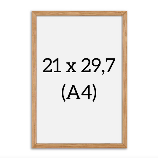 Egetræsramme i A4 fra HelloPoster – elegant ramme i massiv eg, perfekt til små prints og billeder.
