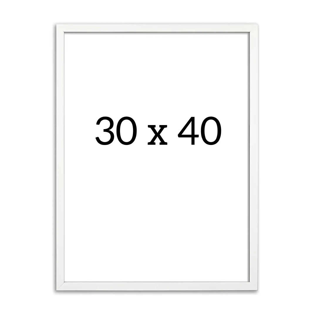 White wooden picture frame 30x40 cm – front view with blank placeholder