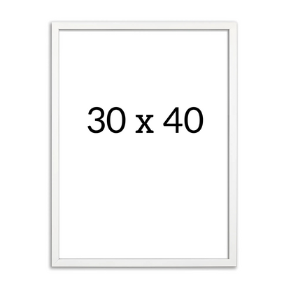 White wooden picture frame 30x40 cm – front view with blank placeholder