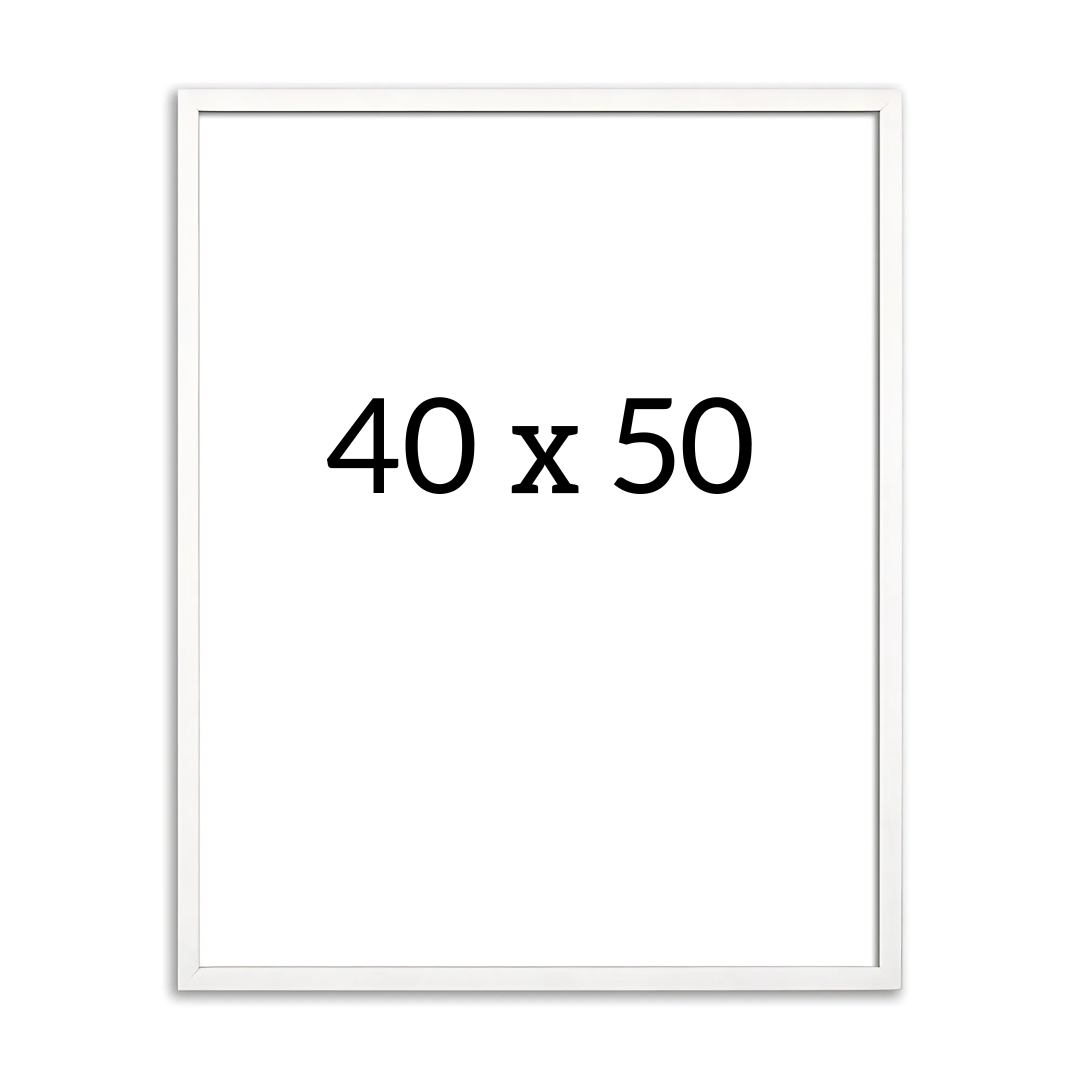 White wooden frame 40x50 cm with clear glass – minimalist Nordic design for posters, photos, and art prints.