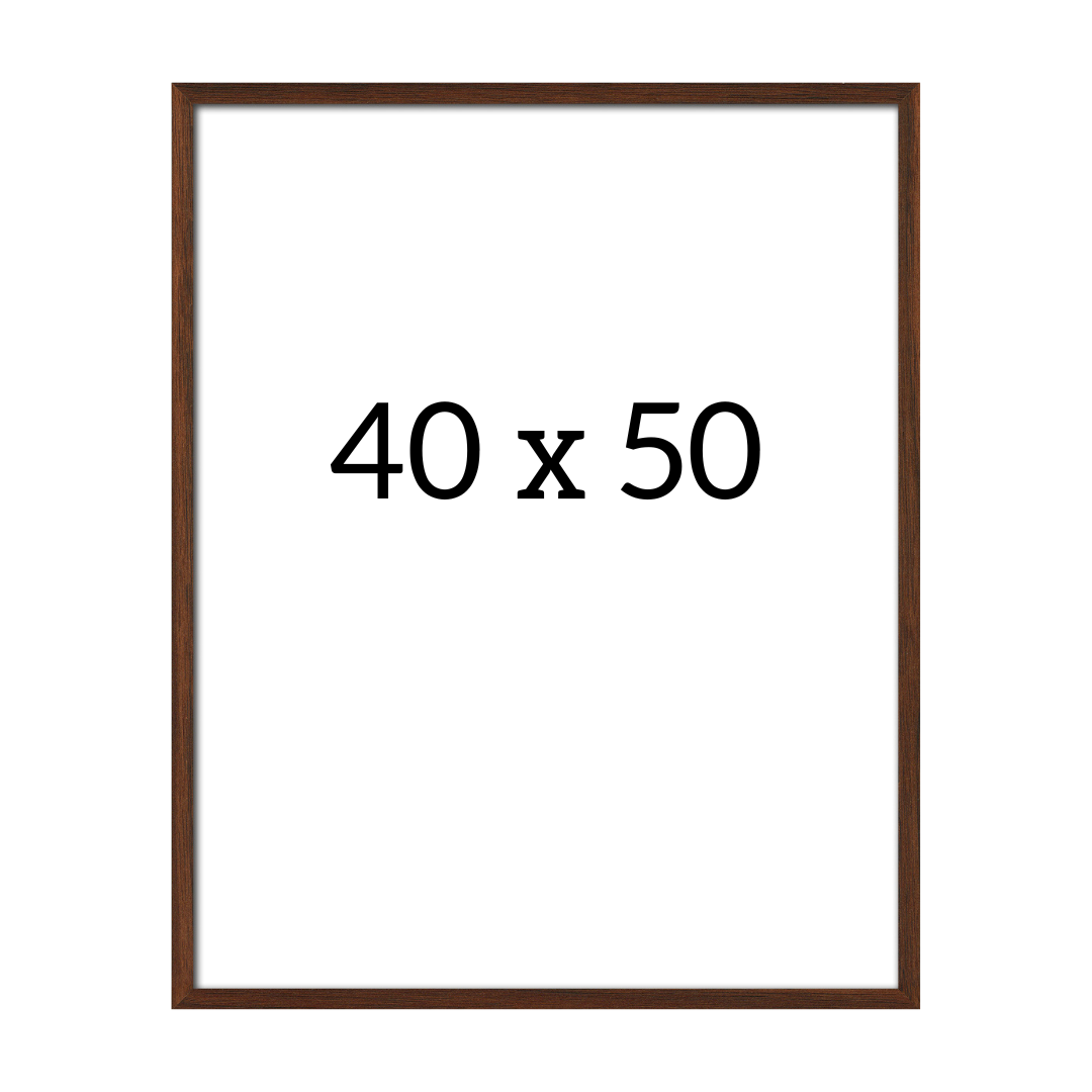 Dark oak frame 40x50 cm with clear glass – minimalist Nordic design in solid stained oak for posters, photos, and art prints.
