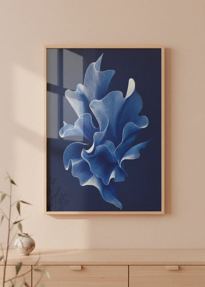 Shape No. 80 art print in oak frame hanging above a light wooden sideboard in a Scandinavian home with soft sunlight and warm neutral tones.