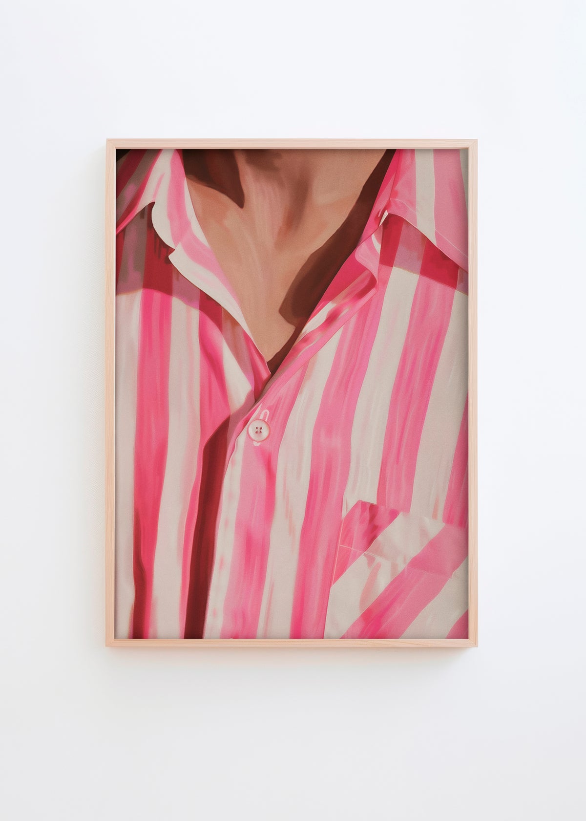 Shirt poster featuring pink and white stripes, perfect for adding modern elegance to any room