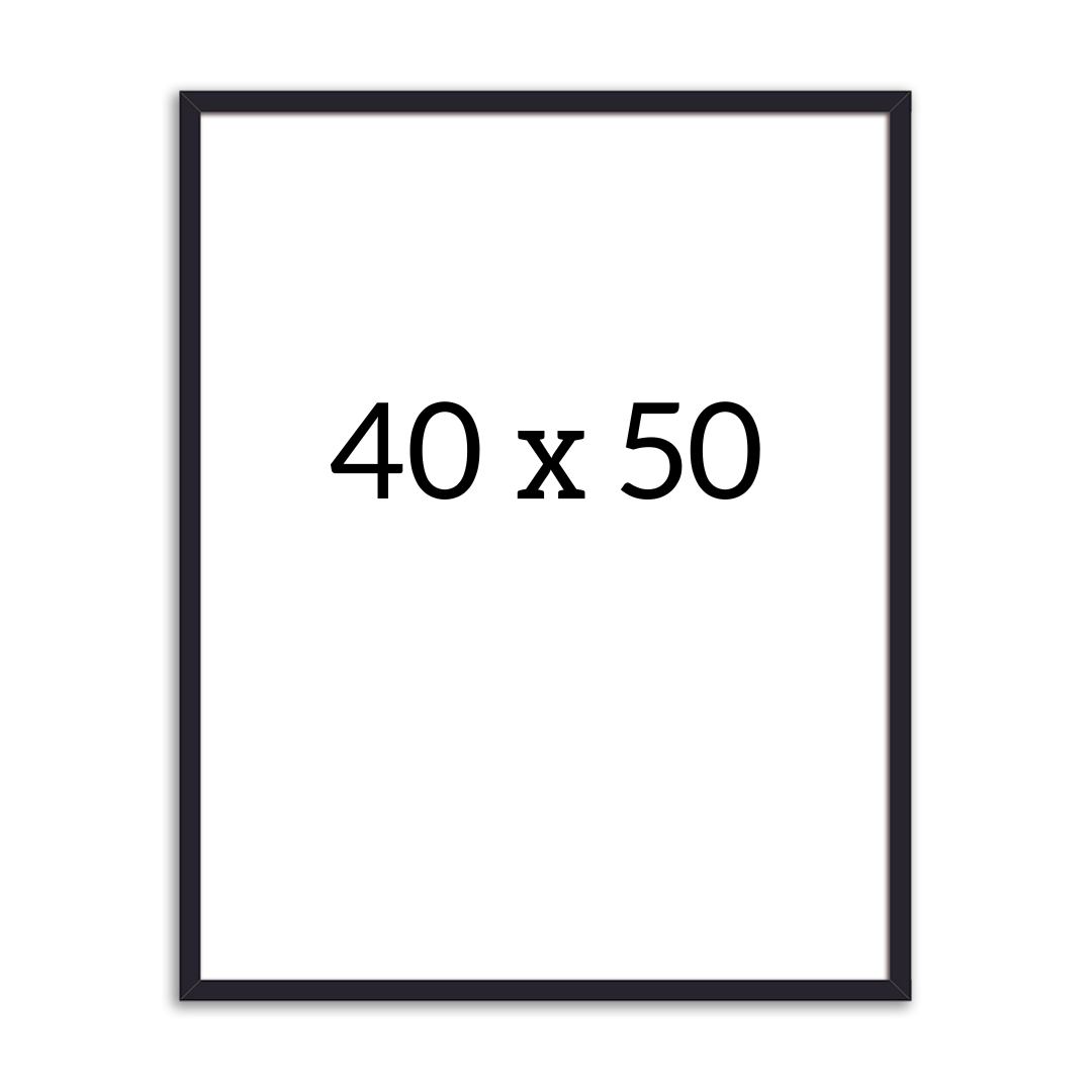 Black wooden frame 40x50 cm with clear glass – minimalist Nordic design for posters, photos, and art prints.
