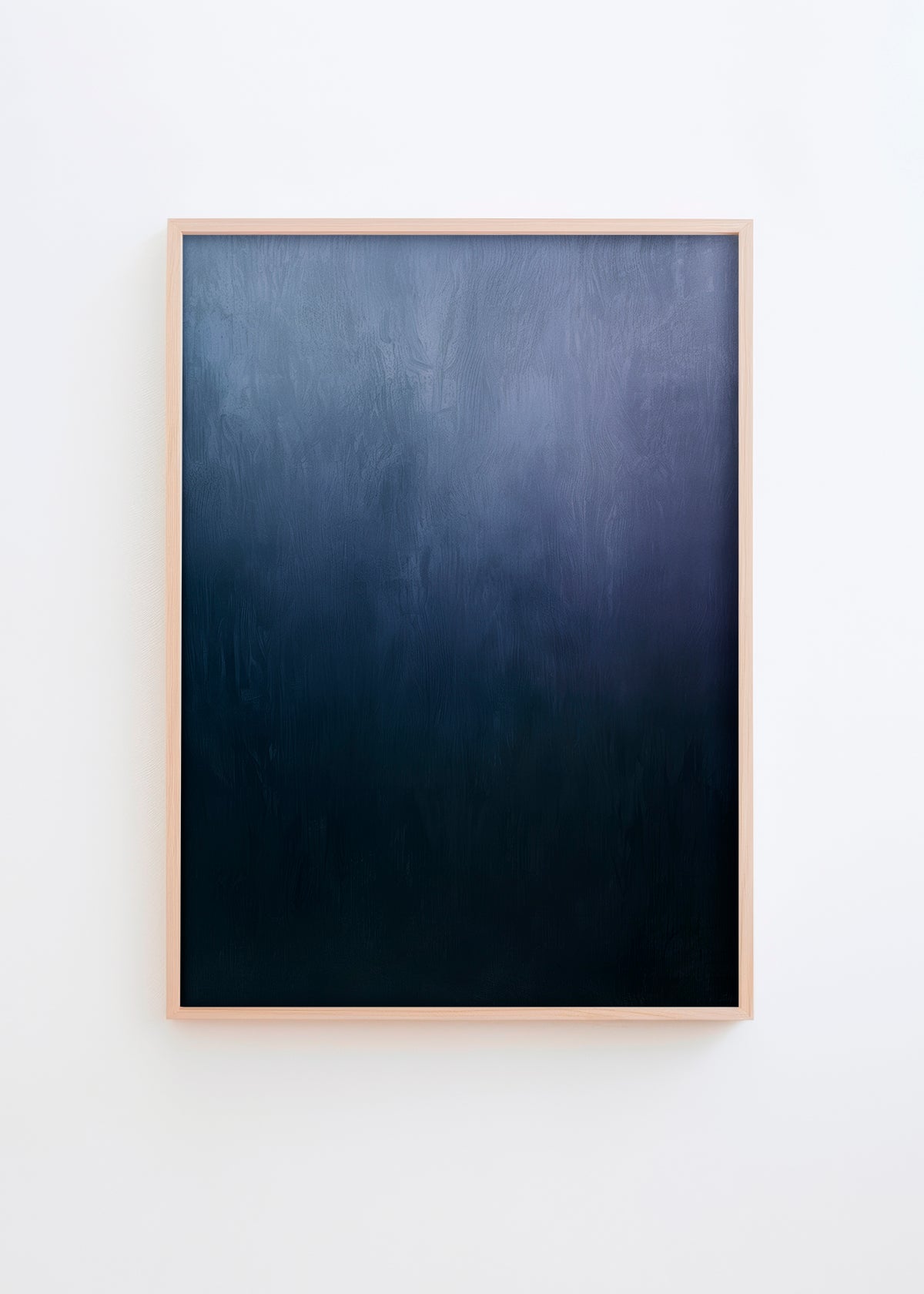 Deep blue gradient abstract poster with dark to light blue transitions for minimalist decor, available in various sizes.