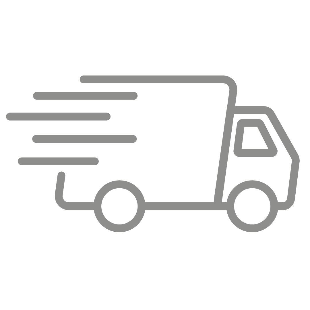 Icon of a fast-moving delivery truck, symbolizing quick and secure shipping.