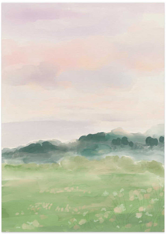 Misty Morning Fields - XL Poster