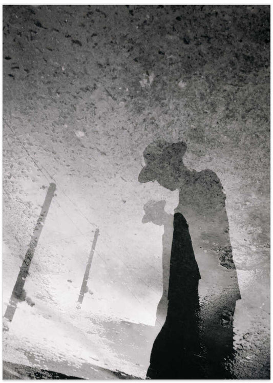 Lone Figure Puddle - XL Poster