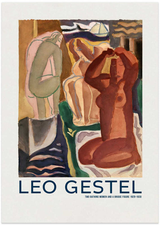 Two Bathing Women and a Bridge Figure - XL Poster