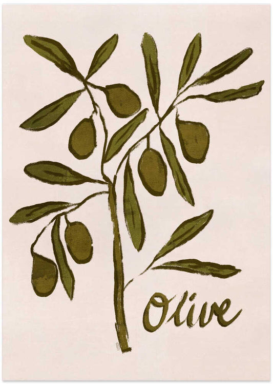 Olive Branch Minimalist Painting - XL Poster