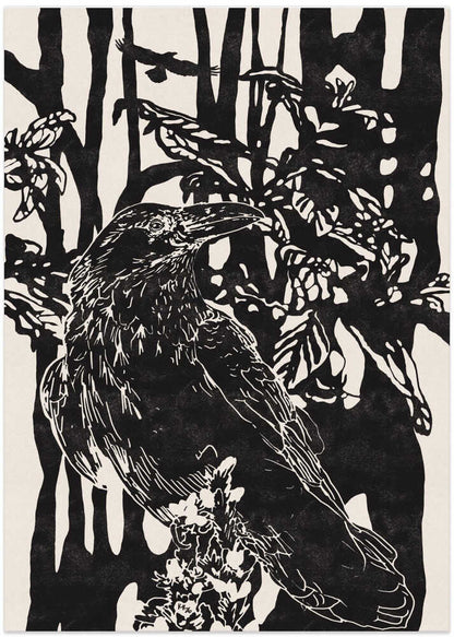 Raven in Dark Woods - XL Poster